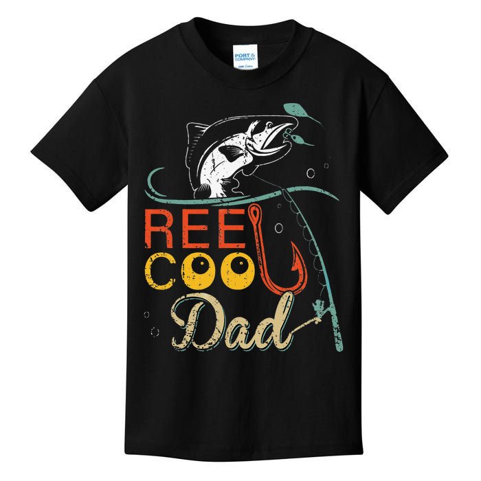 Reel Cool Dad Funny Fishing Father's Day Fisherman Daddy Kids T-Shirt