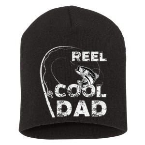 Reel Cool Dad Fishing Daddy Fathers Day Funny Short Acrylic Beanie