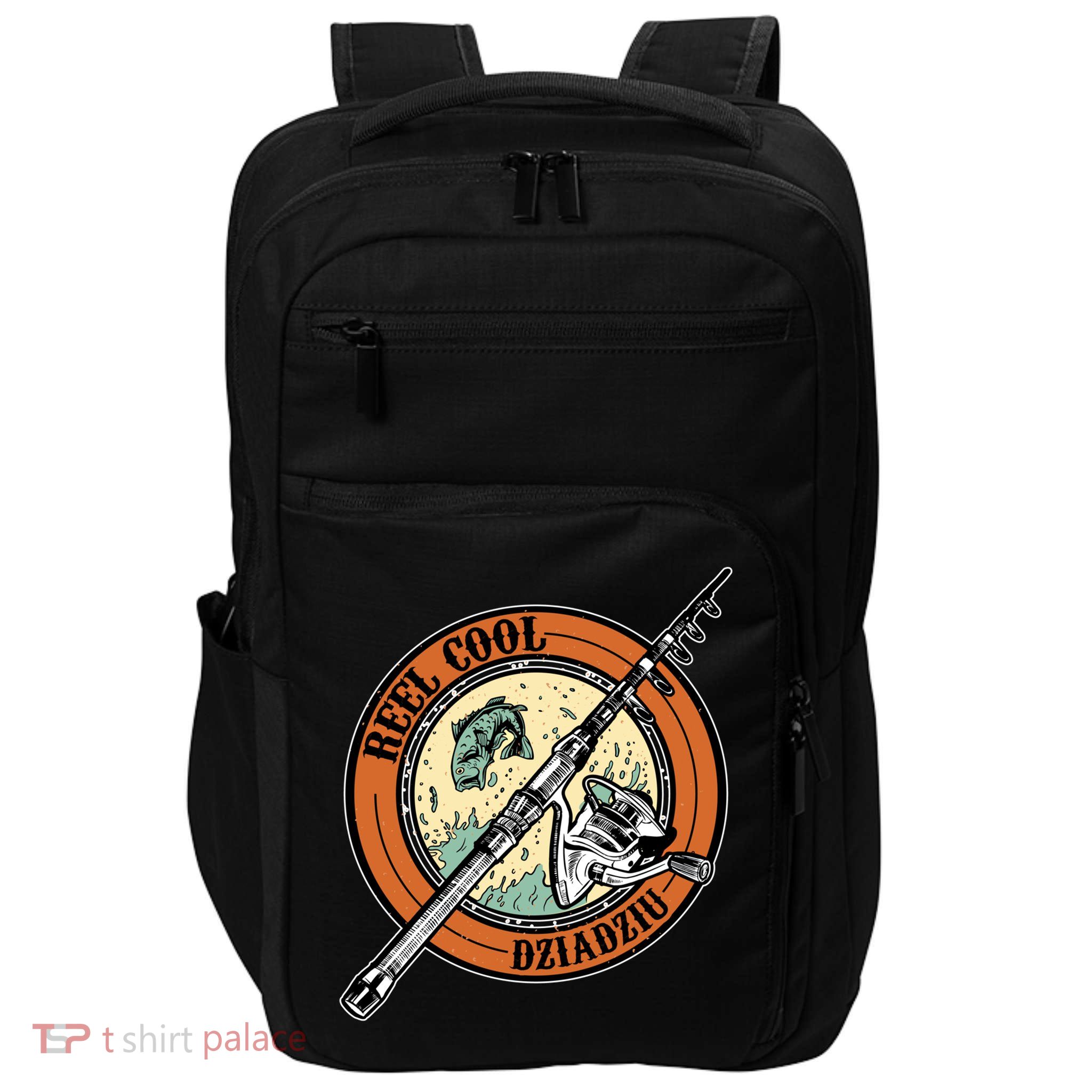 Reel Cool Dziadziu Fishing Polish Grandpa Fisher Gift Impact Tech Backpack