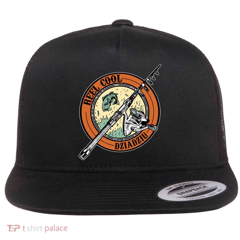 Reel Cool Dziadziu Fishing Polish Grandpa Fisher Gift Flatbill Hat