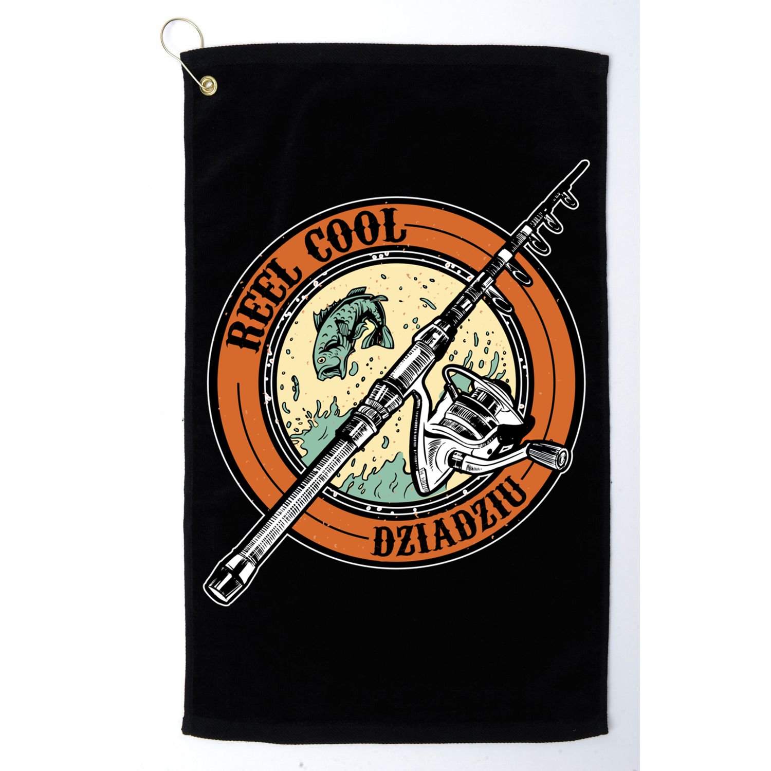 Reel Cool Dziadziu Fishing Polish Grandpa Fisher Gift Golf Towel