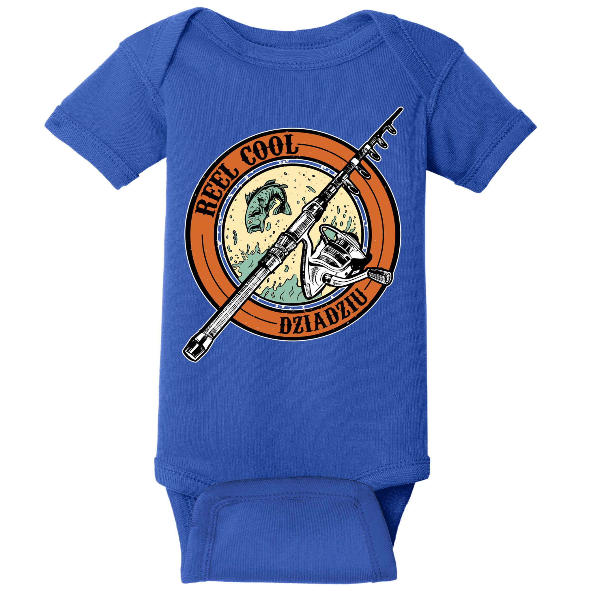 Reel Cool Dziadziu Fishing Polish Grandpa Fisher Gift Baby Bodysuit