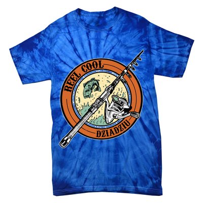 Reel Cool Dziadziu Fishing Polish Grandpa Fisher Gift Tie-Dye T-Shirt
