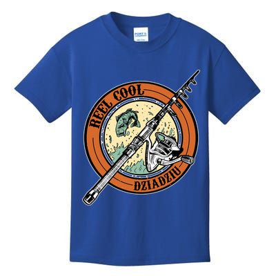 Reel Cool Dziadziu Fishing Polish Grandpa Fisher Gift Kids T-Shirt