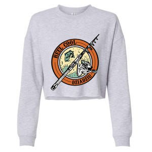 Reel Cool Dziadziu Fishing Polish Grandpa Fisher Gift Cropped Pullover Crew