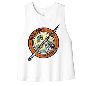 Reel Cool Dziadziu Fishing Polish Grandpa Fisher Gift Women's Racerback Cropped Tank