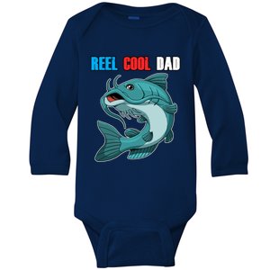 Reel Cool Dad Great Gift Daddy Fathers Day Fishing Gift Funny Gift Baby Long Sleeve Bodysuit