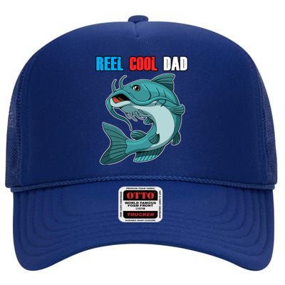 Reel Cool Dad Great Gift Daddy Fathers Day Fishing Gift Funny Gift High Crown Mesh Back Trucker Hat