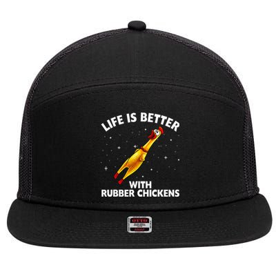 Rubber Chicken Design Chicken Toy Lovers 7 Panel Mesh Trucker Snapback Hat