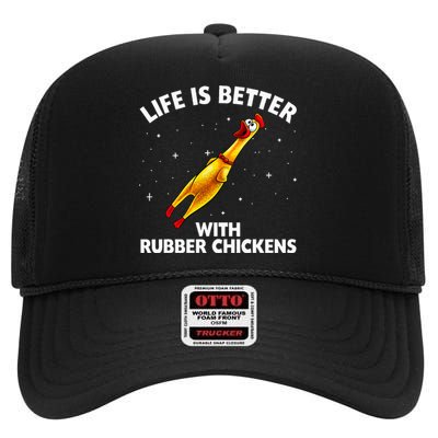 Rubber Chicken Design Chicken Toy Lovers High Crown Mesh Back Trucker Hat