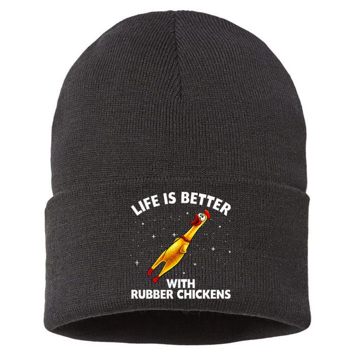 Rubber Chicken Design Chicken Toy Lovers Sustainable Knit Beanie