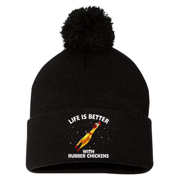 Rubber Chicken Design Chicken Toy Lovers Pom Pom 12in Knit Beanie