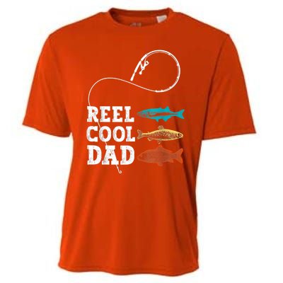 Reel Cool Dad Fishing Fisher Funny Joke Vintage Retro Gift Cooling Performance Crew T-Shirt