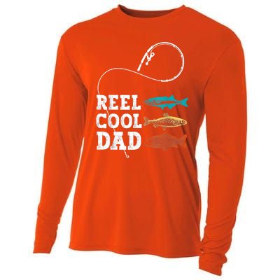 Reel Cool Dad Fishing Fisher Funny Joke Vintage Retro Gift Cooling Performance Long Sleeve Crew