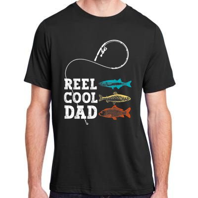 Reel Cool Dad Fishing Fisher Funny Joke Vintage Retro Gift Adult ChromaSoft Performance T-Shirt