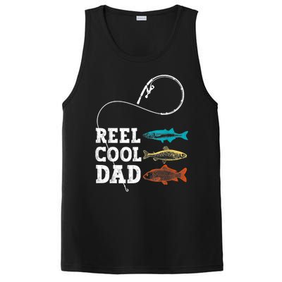 Reel Cool Dad Fishing Fisher Funny Joke Vintage Retro Gift PosiCharge Competitor Tank