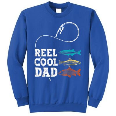 Reel Cool Dad Fishing Fisher Funny Joke Vintage Retro Gift Sweatshirt