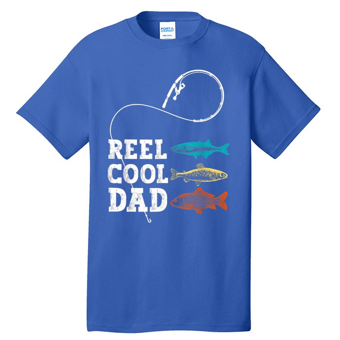 Reel Cool Dad Fishing Fisher Funny Joke Vintage Retro Gift Tall T-Shirt