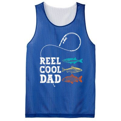 Reel Cool Dad Fishing Fisher Funny Joke Vintage Retro Gift Mesh Reversible Basketball Jersey Tank