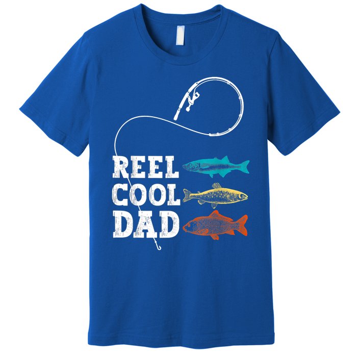 Reel Cool Dad Fishing Fisher Funny Joke Vintage Retro Gift Premium T-Shirt