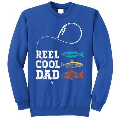 Reel Cool Dad Fishing Fisher Funny Joke Vintage Retro Gift Tall Sweatshirt