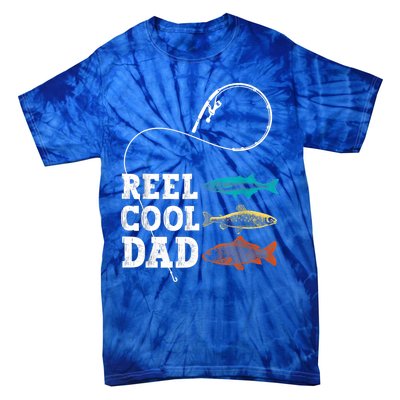 Reel Cool Dad Fishing Fisher Funny Joke Vintage Retro Gift Tie-Dye T-Shirt