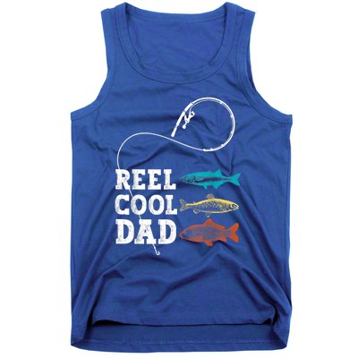 Reel Cool Dad Fishing Fisher Funny Joke Vintage Retro Gift Tank Top