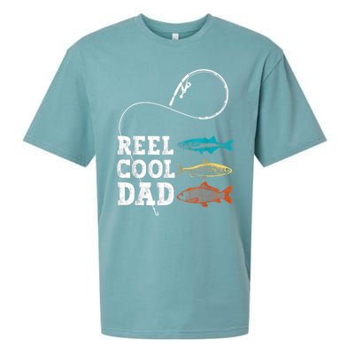 Reel Cool Dad Fishing Fisher Funny Joke Vintage Retro Gift Sueded Cloud Jersey T-Shirt