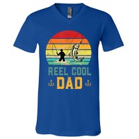 Reel Cool Dad Fishing Lover Fisher Angler Retro Vintage Gift V-Neck T-Shirt