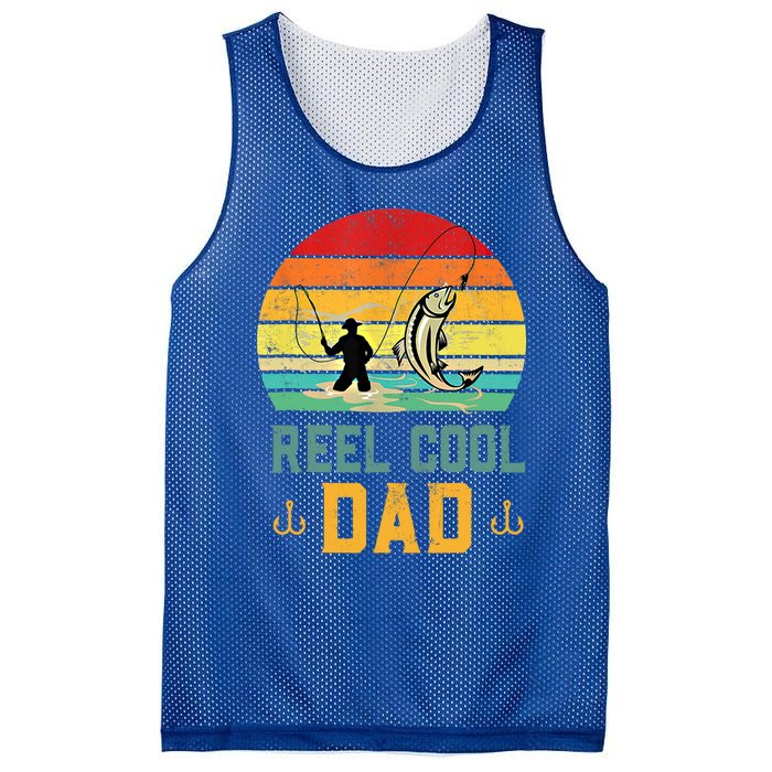 Reel Cool Dad Fishing Lover Fisher Angler Retro Vintage Gift Mesh Reversible Basketball Jersey Tank