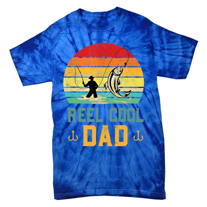 Reel Cool Dad Fishing Lover Fisher Angler Retro Vintage Gift Tie-Dye T-Shirt