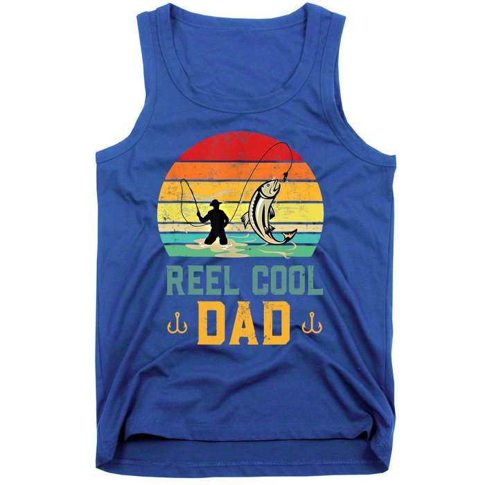 Reel Cool Dad Fishing Lover Fisher Angler Retro Vintage Gift Tank Top