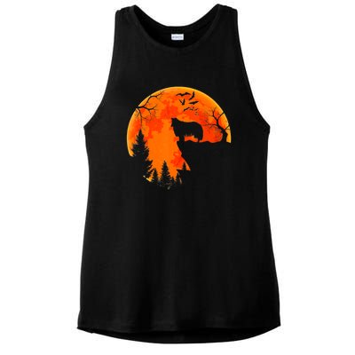 Rough Collie Dog And Moon Halloween Costume Dog Lover Ladies PosiCharge Tri-Blend Wicking Tank