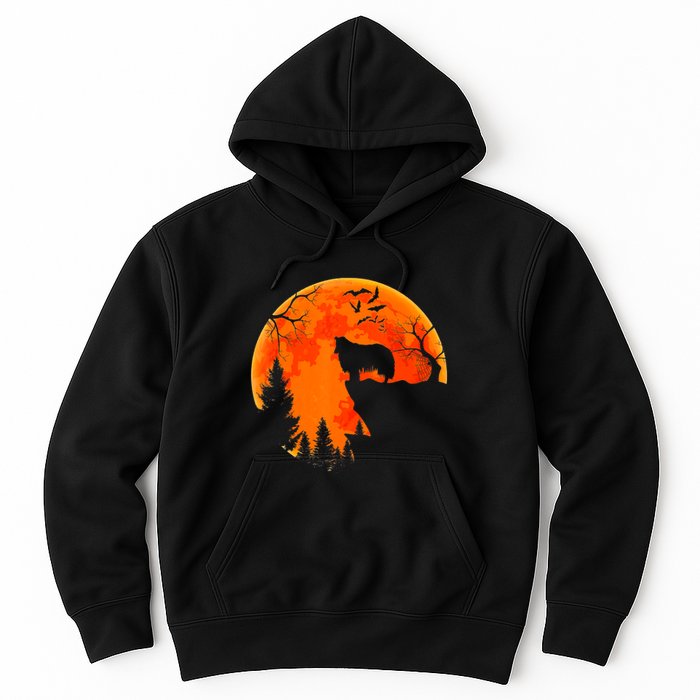 Rough Collie Dog And Moon Halloween Costume Dog Lover Hoodie