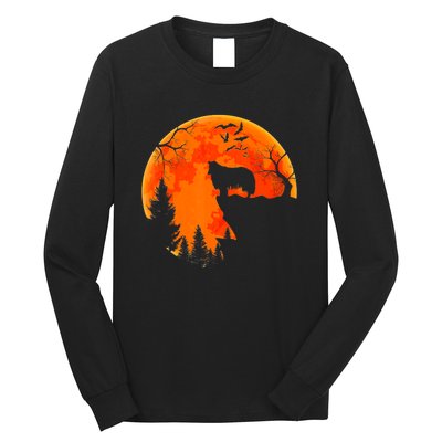 Rough Collie Dog And Moon Halloween Costume Dog Lover Long Sleeve Shirt