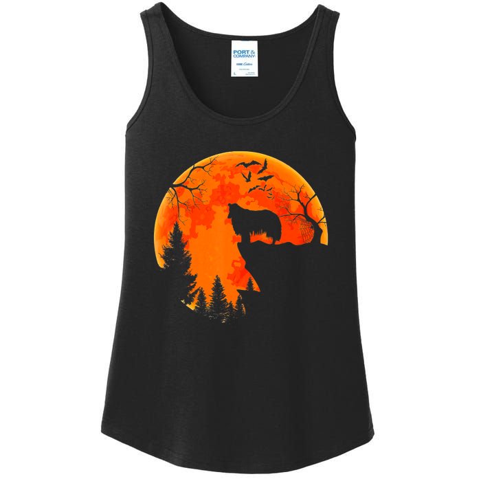 Rough Collie Dog And Moon Halloween Costume Dog Lover Ladies Essential Tank