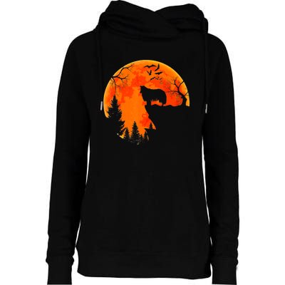 Rough Collie Dog And Moon Halloween Costume Dog Lover Womens Funnel Neck Pullover Hood