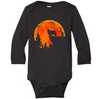 Rough Collie Dog And Moon Halloween Costume Dog Lover Baby Long Sleeve Bodysuit