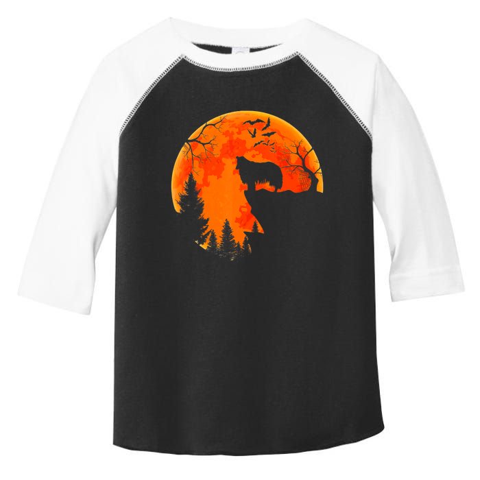 Rough Collie Dog And Moon Halloween Costume Dog Lover Toddler Fine Jersey T-Shirt