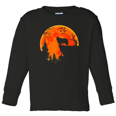 Rough Collie Dog And Moon Halloween Costume Dog Lover Toddler Long Sleeve Shirt