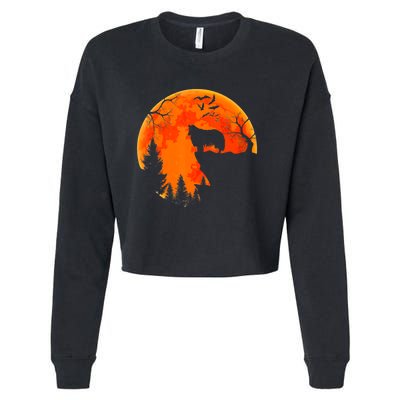 Rough Collie Dog And Moon Halloween Costume Dog Lover Cropped Pullover Crew