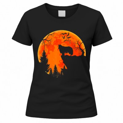 Rough Collie Dog And Moon Halloween Costume Dog Lover Women's T-Shirt