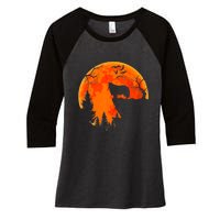 Rough Collie Dog And Moon Halloween Costume Dog Lover Women's Tri-Blend 3/4-Sleeve Raglan Shirt