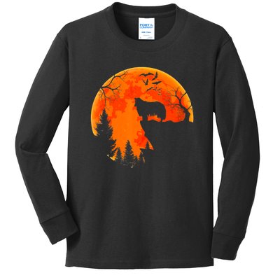 Rough Collie Dog And Moon Halloween Costume Dog Lover Kids Long Sleeve Shirt