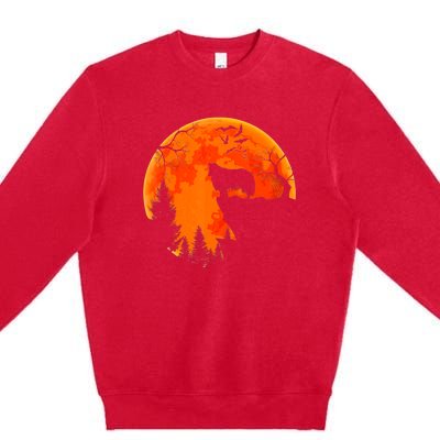 Rough Collie Dog And Moon Halloween Costume Dog Lover Premium Crewneck Sweatshirt