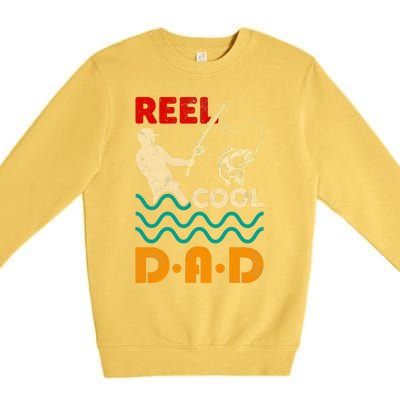 Reel Cool Dad Fishing Qoute Fun Fathers Day Fisher Great Gift Premium Crewneck Sweatshirt