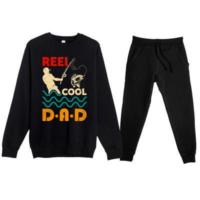 Reel Cool Dad Fishing Qoute Fun Fathers Day Fisher Great Gift Premium Crewneck Sweatsuit Set