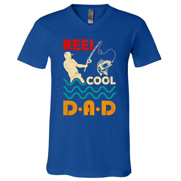 Reel Cool Dad Fishing Qoute Fun Fathers Day Fisher Great Gift V-Neck T-Shirt