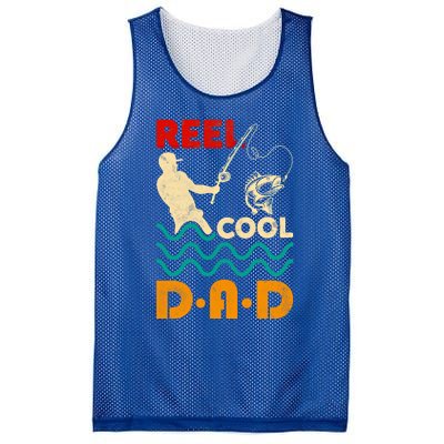 Reel Cool Dad Fishing Qoute Fun Fathers Day Fisher Great Gift Mesh Reversible Basketball Jersey Tank