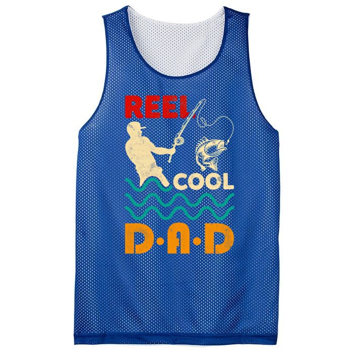 Reel Cool Dad Fishing Qoute Fun Fathers Day Fisher Great Gift Mesh Reversible Basketball Jersey Tank